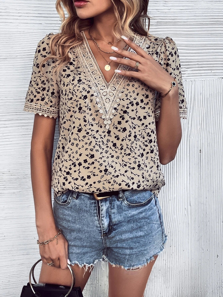 Dame blomsterbroderet bluse Stilla