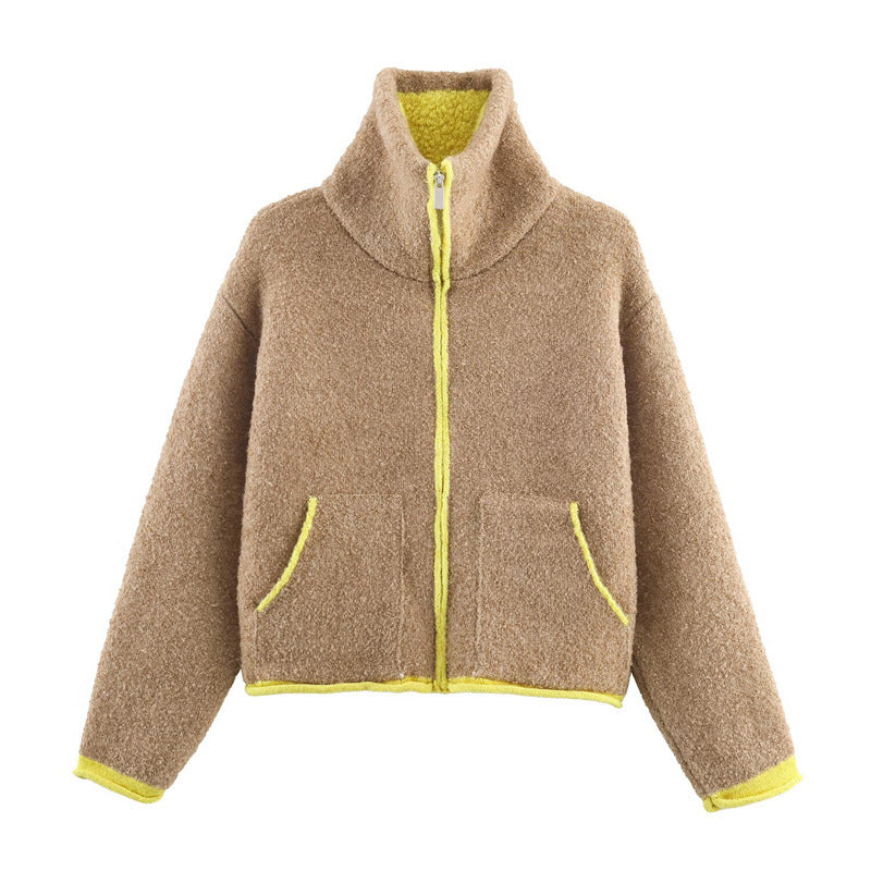 Dames moderne oversized fleecejakke med høj krave og praktiske lommer Stilla