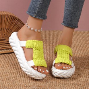 Dame nan håndvævede flettede plateau-sandaler med ergonomisk polstret sål Skovae