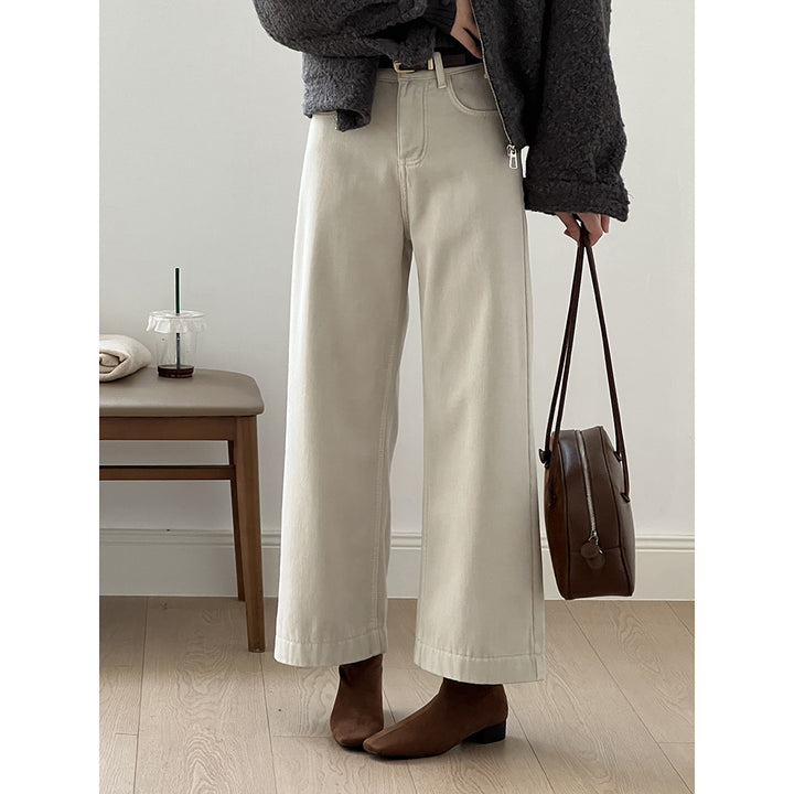 Dame Løst skårede jeans med elegant bælte og høj talje Stilla