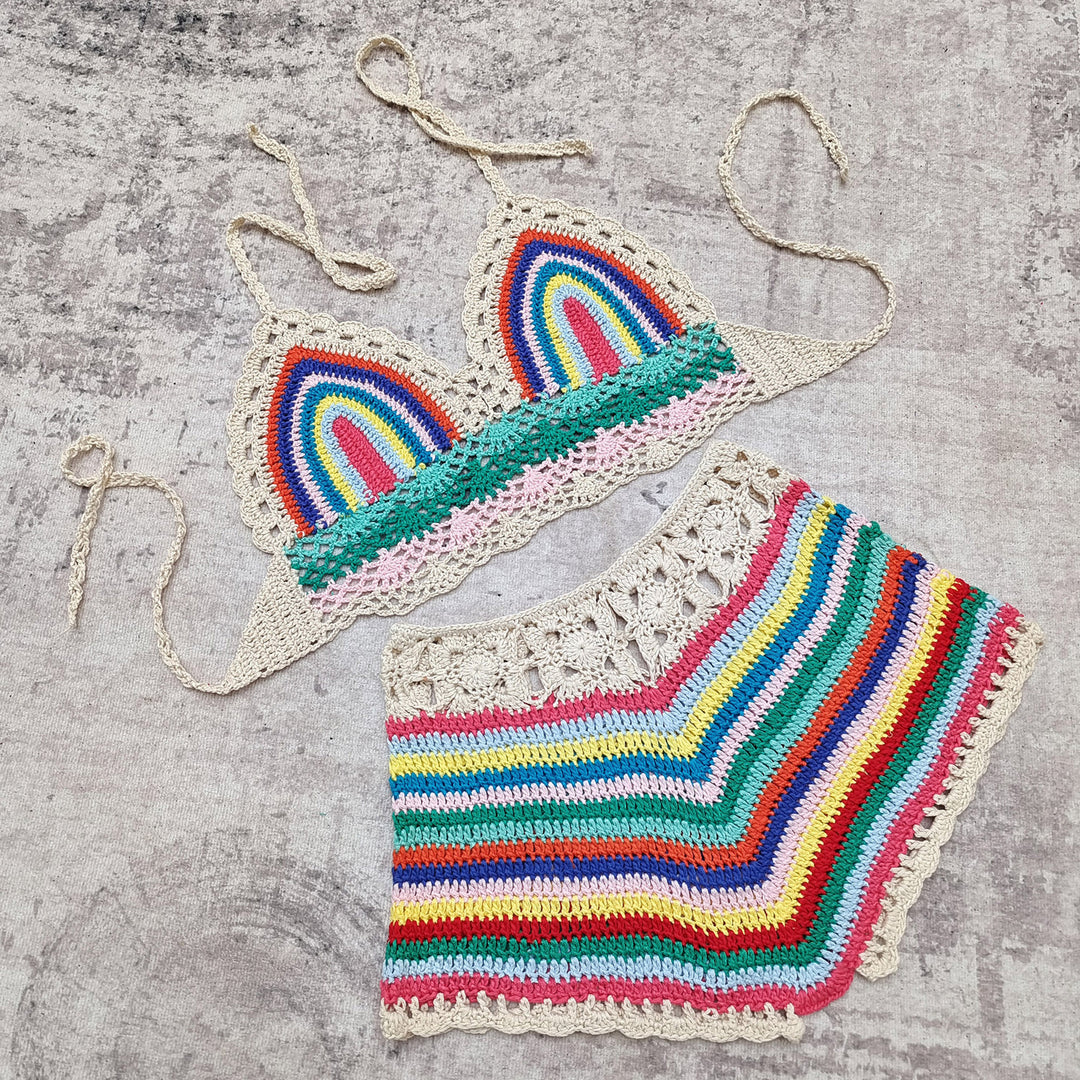 Dame Håndcrochetet Bikini-Sæt med asymmetrisk Snit Stilla