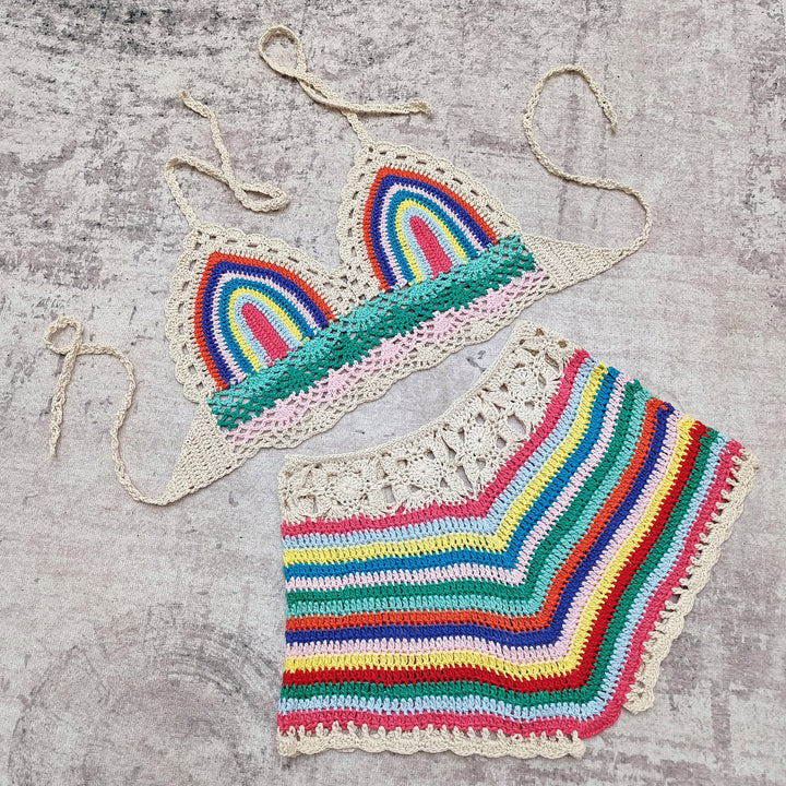 Dame Håndcrochetet Bikini-Sæt med asymmetrisk Snit Stilla