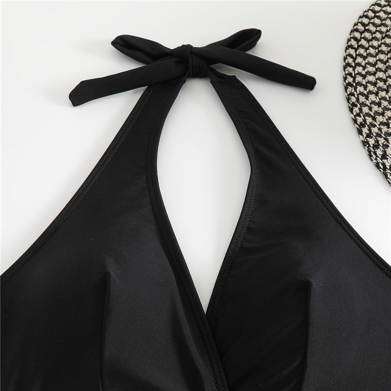 Dame Bikini-sæt med geometrisk design og dyb V-udskæring Skovae