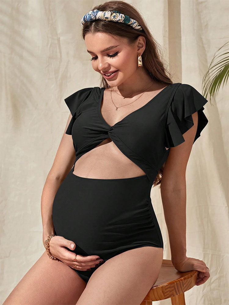 Dame one-piece swimsuit with stylish wrap detail Skovae
