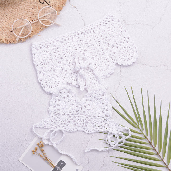 Dame hækle-bikini-top med justerbare stropper og blomstermotiv Stilla
