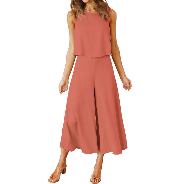 Dame Løs Jumpsuit med Svingende Ben og Ærmeløst Design Skovae