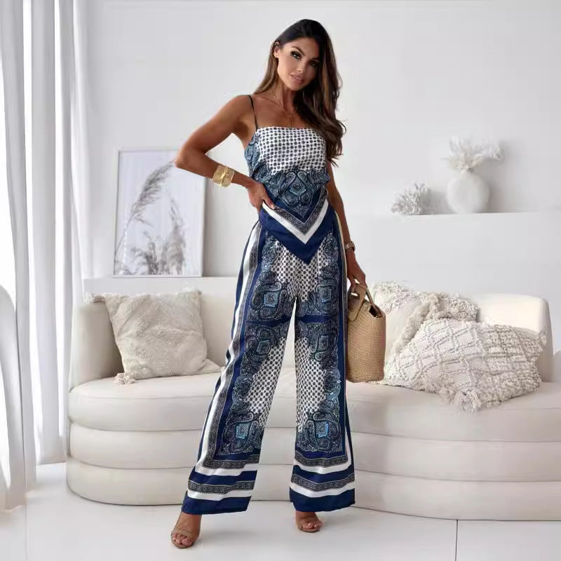 Dame Palazzo Jumpsuit med elegant mønsterdesign Stilla