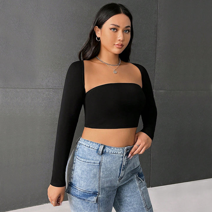 Dame Crop-Top med elegant langærmet design Stilla