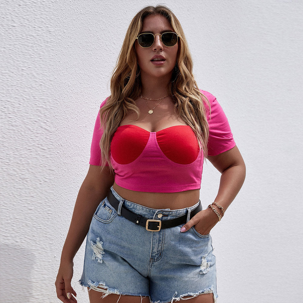 Dame Cropped Top med raffineret bustier-design og korte ærmer Skovae