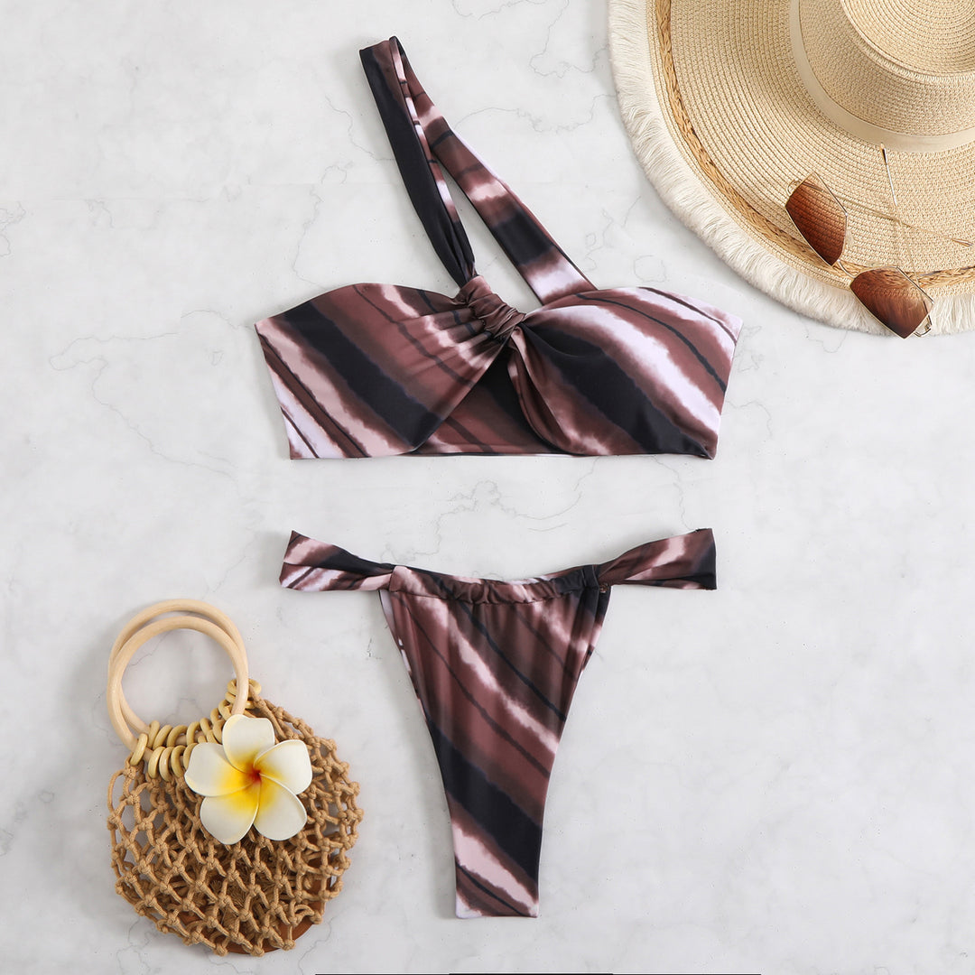 Femme Asymmetrisk Strop-Bikini-Sæt Stilla