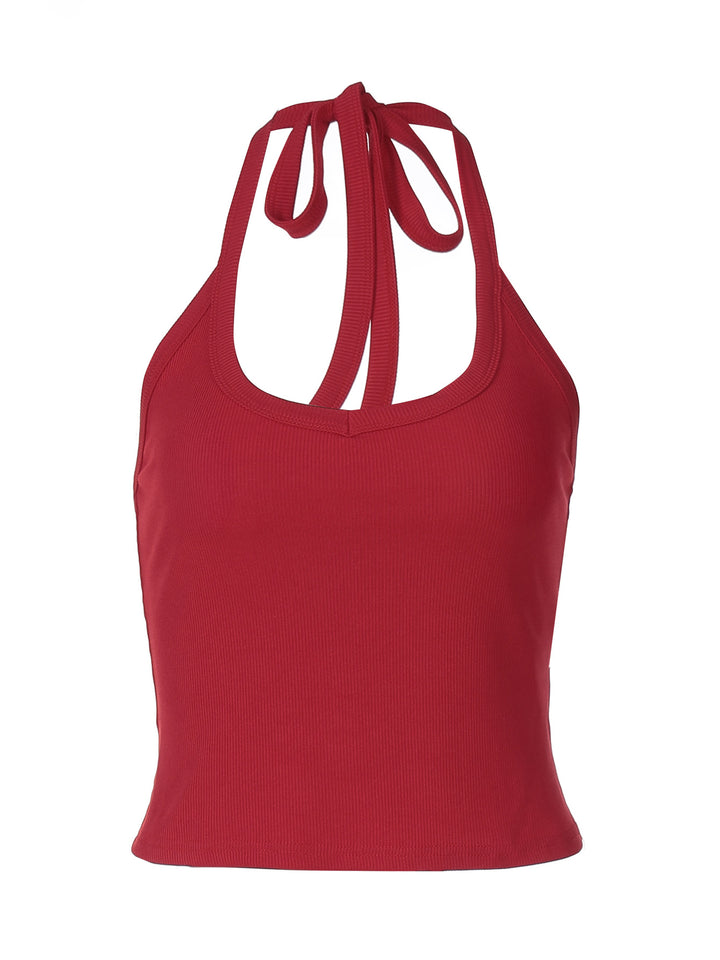 Dame Sporty spaghetti-top i elastisk materiale med dyb V-udskæring Stilla