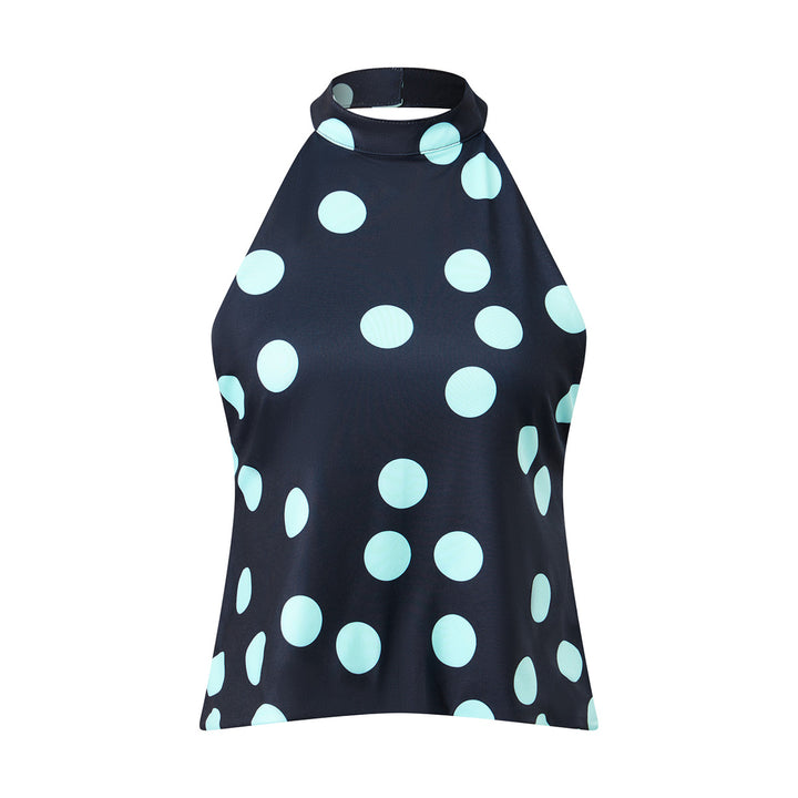 Damer halterneck top med blomstrende design Skovae