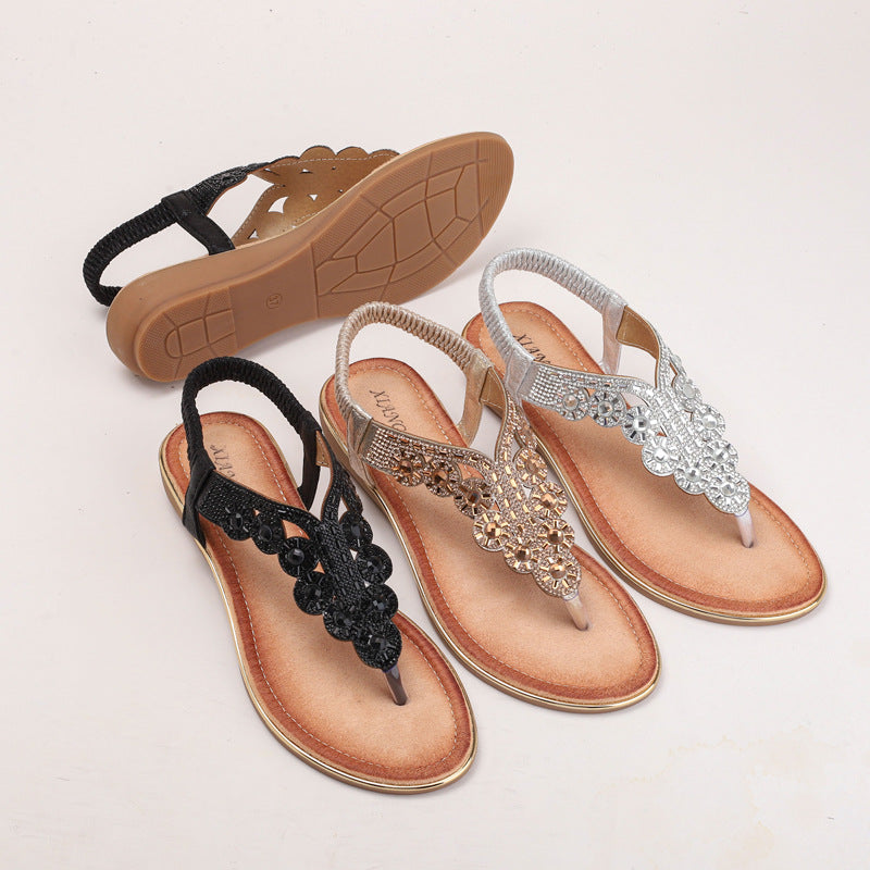 Dame flip-flops med glitrende smykkedetaljer og komfortabel fodseng Stilla