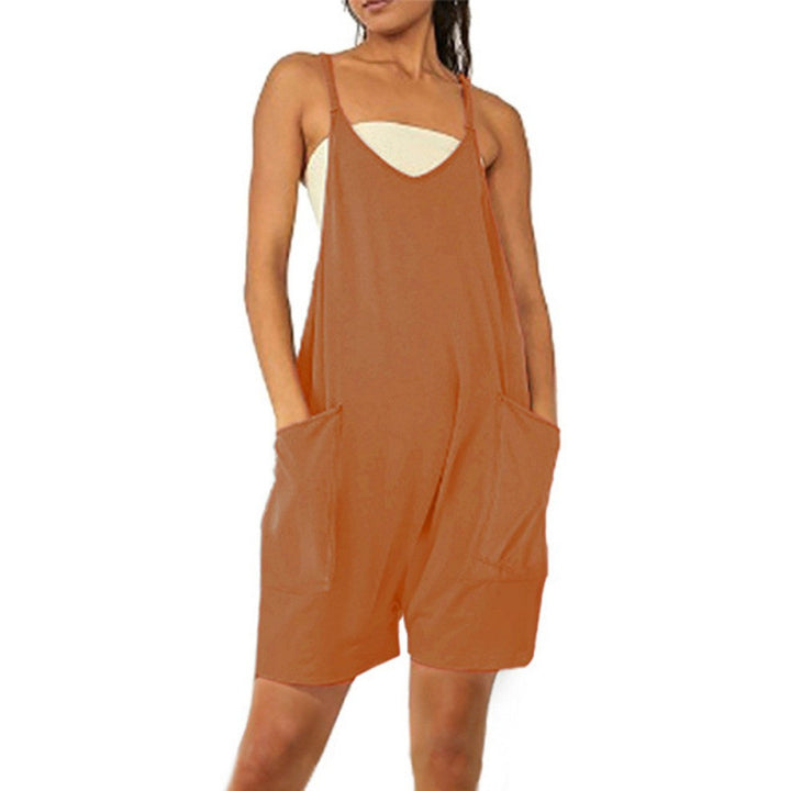 Dame Casual Jumpsuit med dyb udskæring og praktiske lommer Skovae
