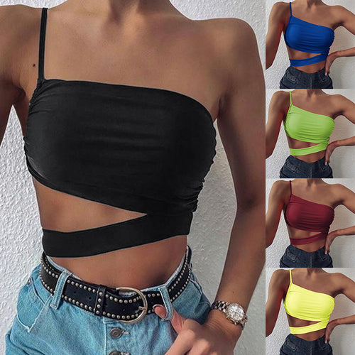 Dame Asymmetrisk Cutout Crop Top Stilla