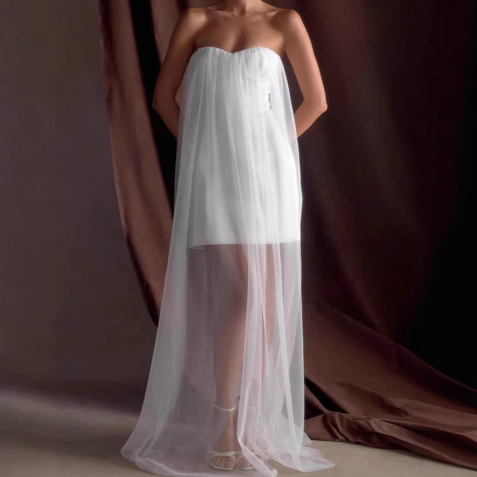 Femme Elegante Stropfri Tyllkjole Stilla