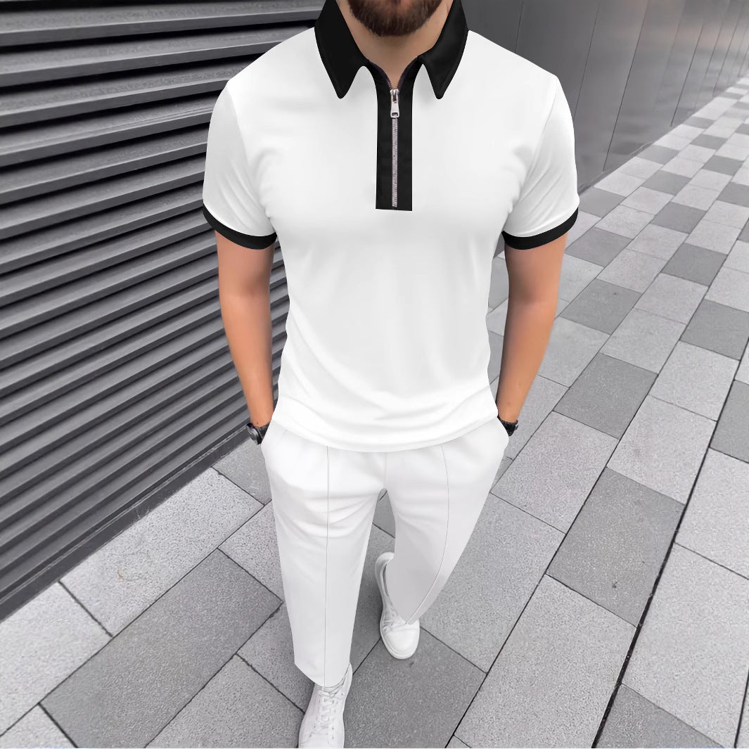 Herrer Modern Zip-Up Polo Sæt Stilla