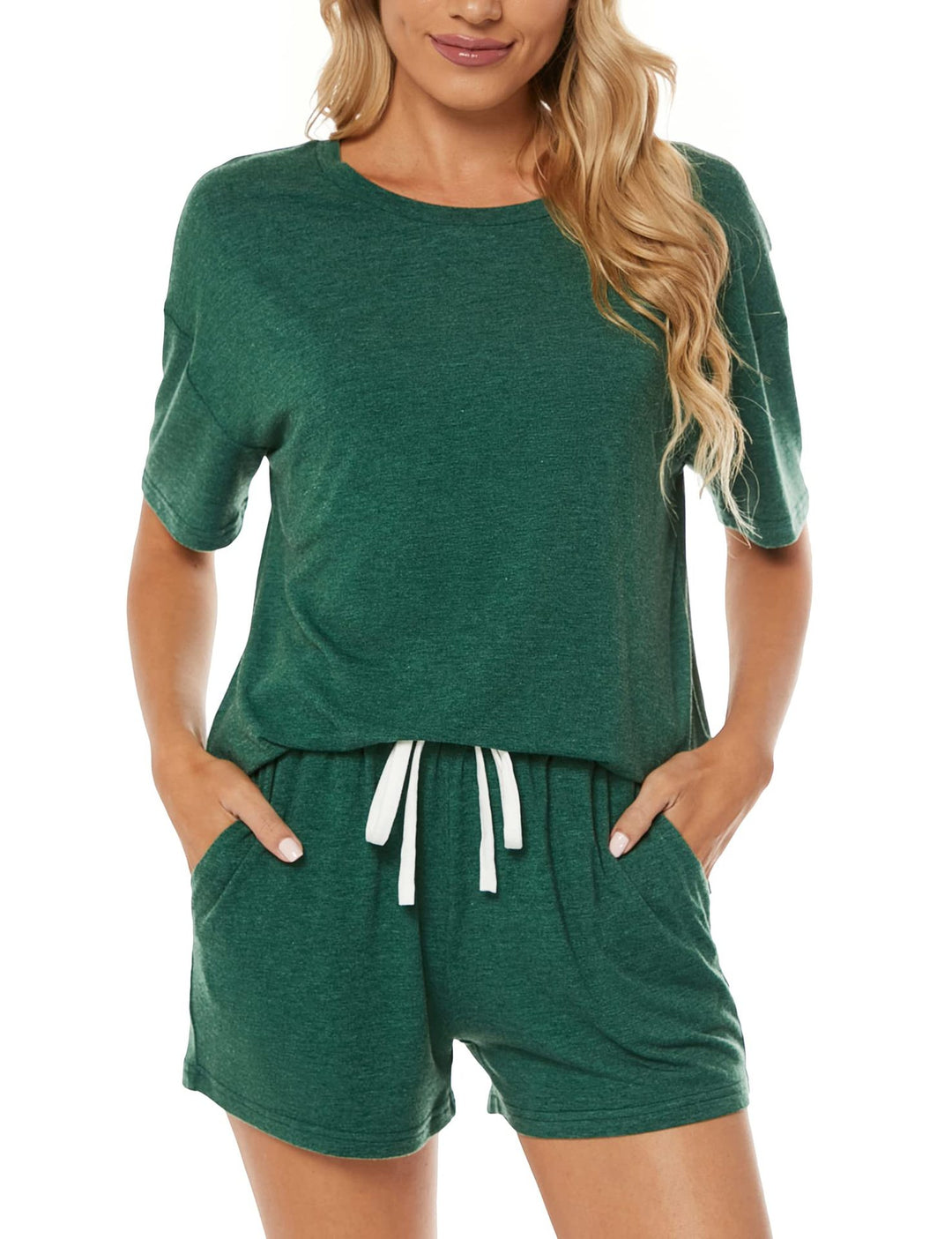 Dame afslappet kortærmet loungewear-sæt med elastisk talje Stilla