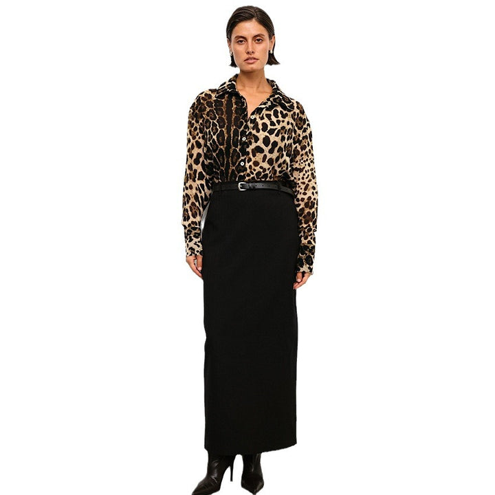 Dame dyreprint bluse med elegante knapper og moderne snit Stilla