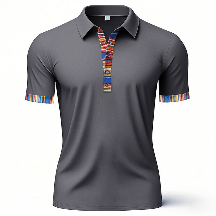 Herre polo shirt med farverig krave og ærmekant Stilla