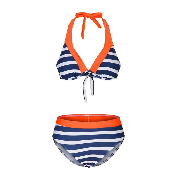 Dame triangel-bikini-sæt med maritimt stribe mønster og sporty design Stilla
