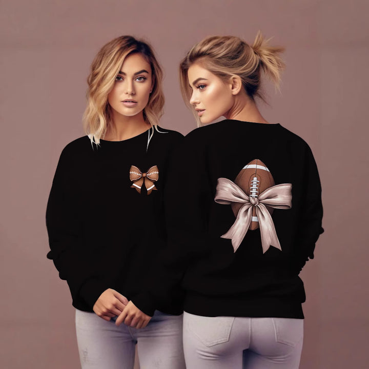 Dame sweatshirt med sødt fodboldmotiv og sløjfeaccent Stilla