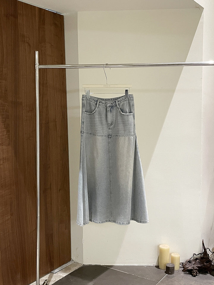 Dame A-linje denim-nederdel med kvalitetsvask og afslappet snit Stilla