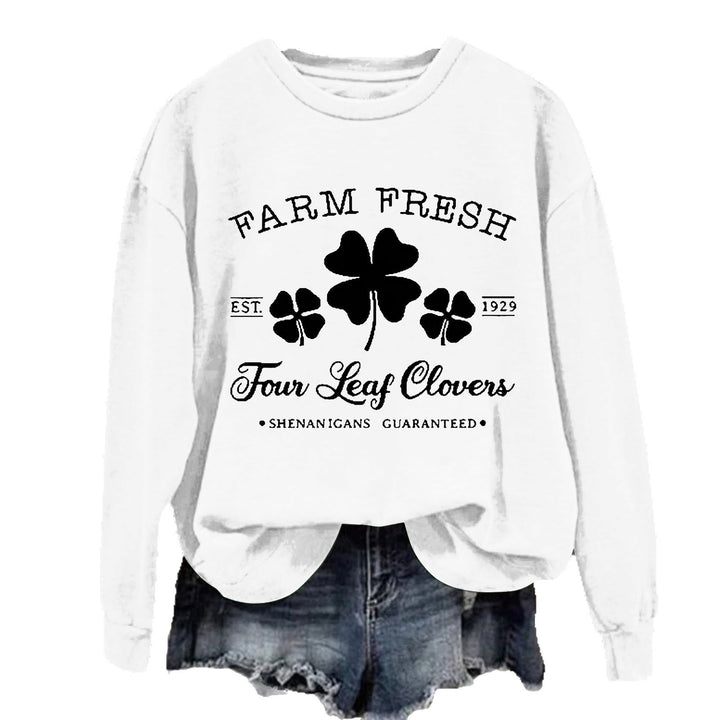 Dame fritids sweatshirts med vintage-inspireret kløvermotiv og behagelig pasform Stilla
