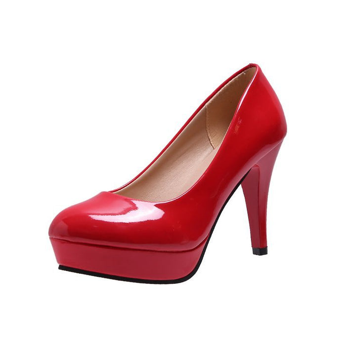 Dame nan Plateau-Pumps med skinnende lak og høj stilettohæl Skovae