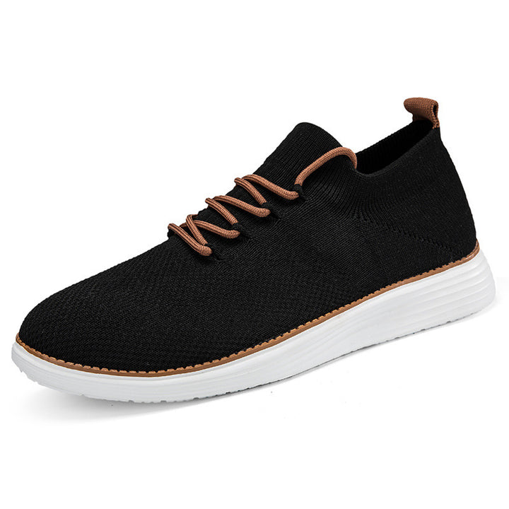 Herrer nan elastisk strik-sneaker i sokke-design med polstret komfortfoders, fleksibel letløbssål og dekorativ snøring Skovae