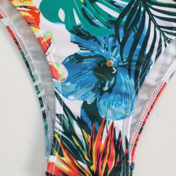Dame Bandeau-Bikini-sæt med tropisk blomsterdesign Skovae