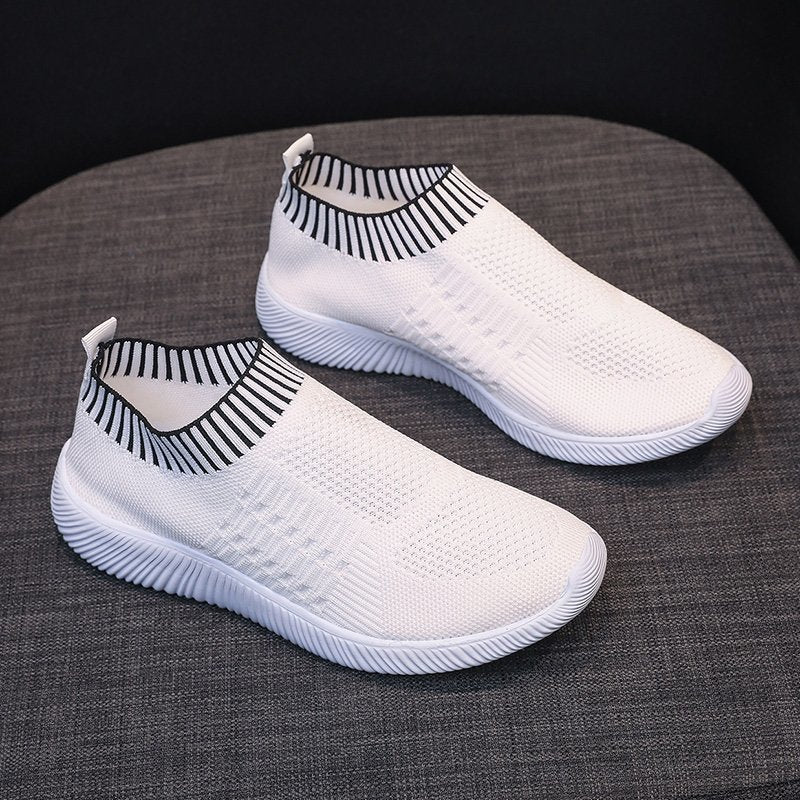 Dame åndbare Slip-On sneakers med elastisk strik-overdel Stilla