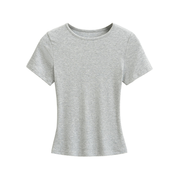 Dame klassisk rib T-shirt med let oversize snit Stilla