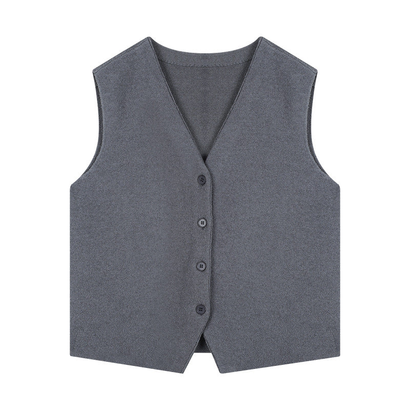 Dame elegant vest med fin tekstur og klassiske knapdetaljer Stilla