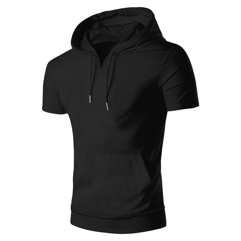 Herre kortærmet hoodie med praktisk kængurulomme og åndbart stof Stilla