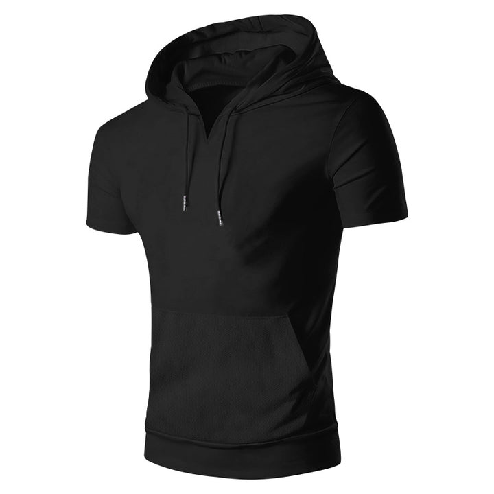 Herre kortærmet hoodie med praktisk kængurulomme og åndbart stof Stilla