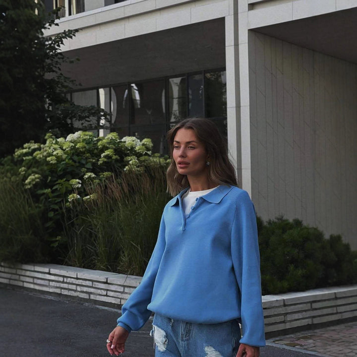 Kvinders casual sweater med høj krave og struktureret design Stilla