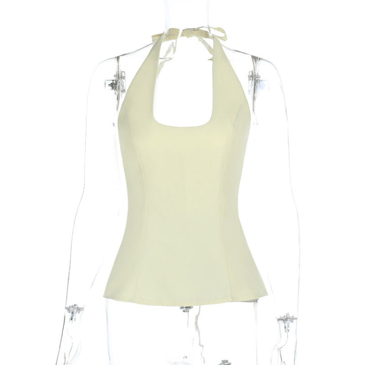 Dame Elegant Halterneck-top med udfoldet kant Skovae