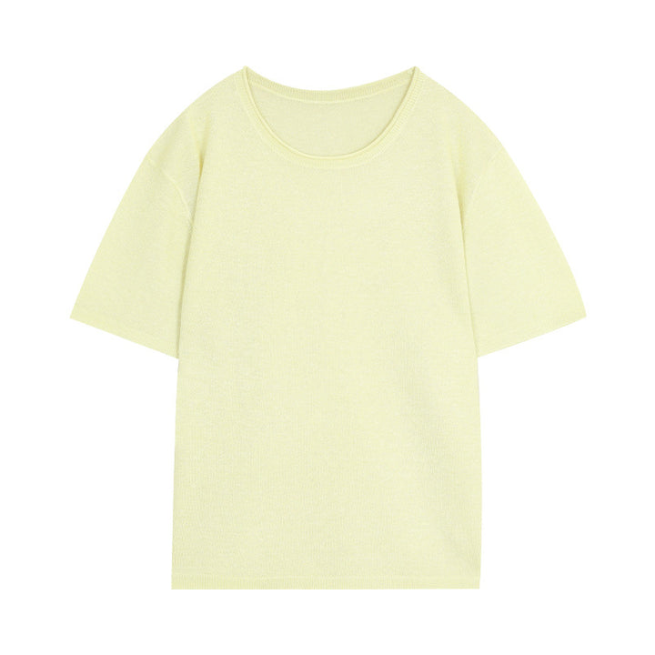 Dame casual kortærmet T-shirt med fin struktur og rund halsudskæring Stilla
