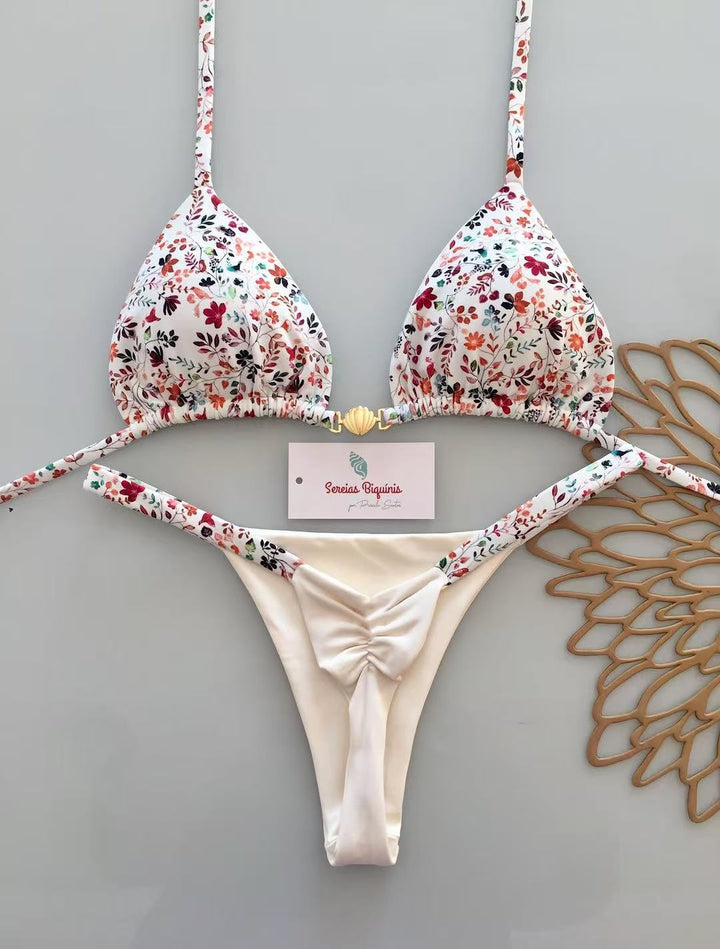 Dame triangel-bikini med frisk melonmønster Skovae