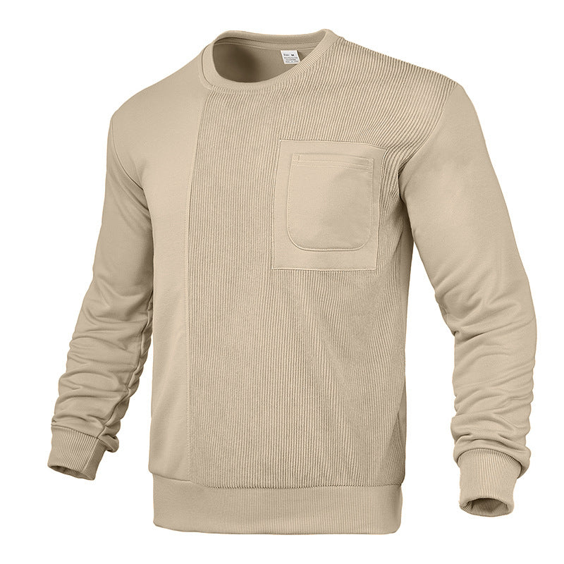 Herren nan struktureret sweatshirt med brystlomme og ribbet frontpanel Skovae
