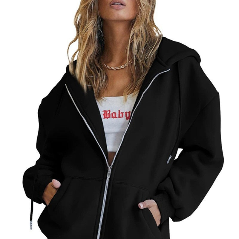 Dame oversized hoodie jakke med praktiske lommer Skovae