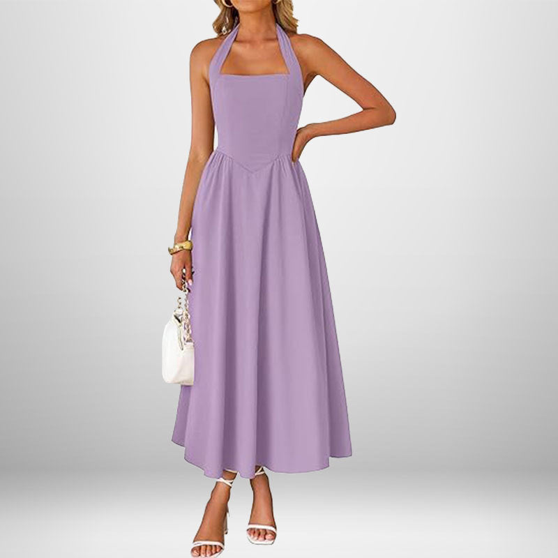 Damer maxi kjole med off-the-shoulder halterneck og flydende nederdel Stilla