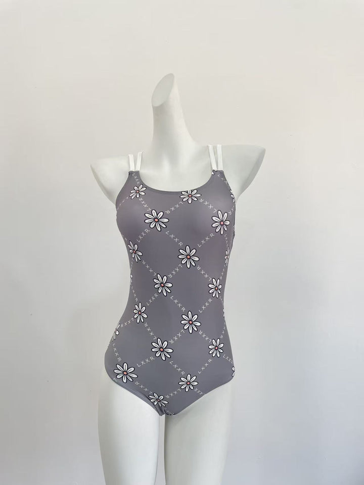 Dame one-piece badedragt med blomsterprint og justerbare stropper Skovae