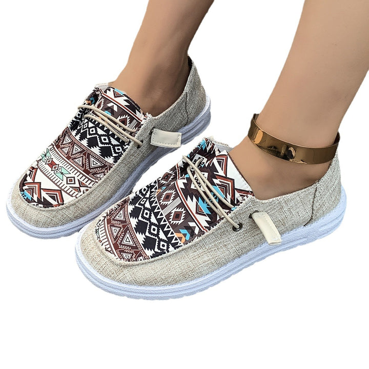 Dame Fritids Slip-On Sneakers med trendy Ethno-mønster Stilla