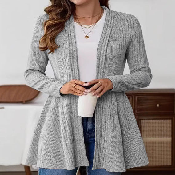 Dame Elegant strikcardigan med flydende snit Stilla