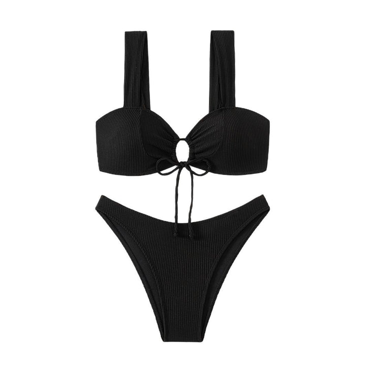 Dame Bikini-sæt med moderigtigt knudedesign og høj benudskæring Stilla