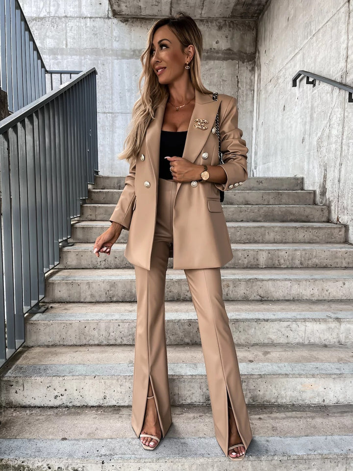 Dame elegant og stilfuld blazer med høj talje og slids