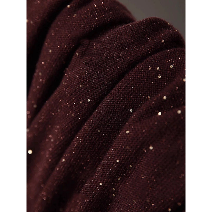 Dame elegant strikpullover med V-hals og funklende accenter Stilla