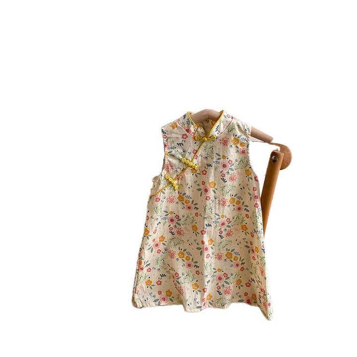 Pige Blomsterprint Ærmeløs Cheongsam Kjole Stilla